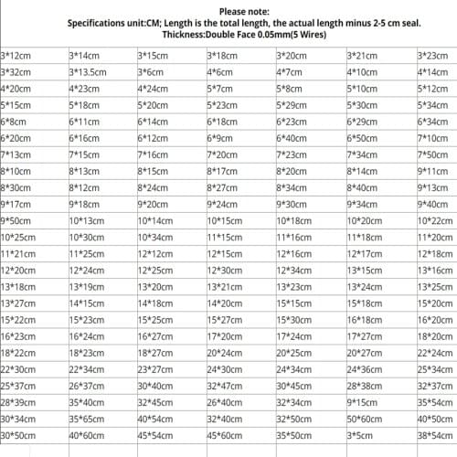 3x5/3x6/5*7/8x17/13x21/14x18/18x27/20x30/30x40/35x45/40x60 Here You Can Find The Size You Need Plastic Bag Cookie Candy Bags