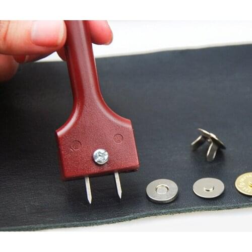 DIY Handicraft Tool 4-25mm Hole Spacing Manual Adjustable Leather Tool Fork Puncher Magnetic Button Buckle Installation Tool