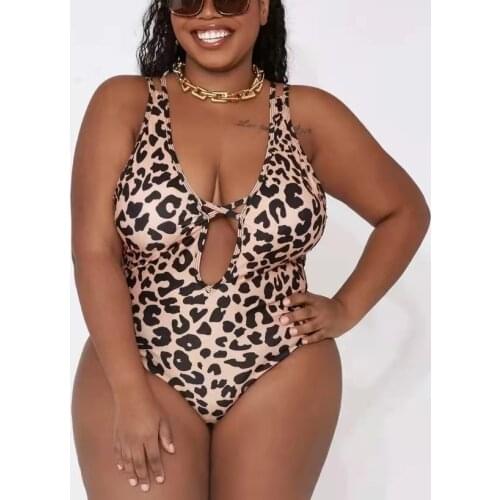 Sexy Leopard Bikini 2021 Plus Size One-piece Bathing Suit Swimsuit Female Monokini Push Up Beachwear Swimwear Women Big Breasts