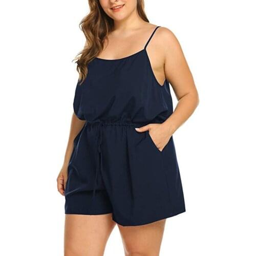 Sexy Women Bodysuit Sleeveless V-neck Cold Shouder Plus Size Short Romper Casual Women Fashion Solid Jumpsuit Overalls #T2G