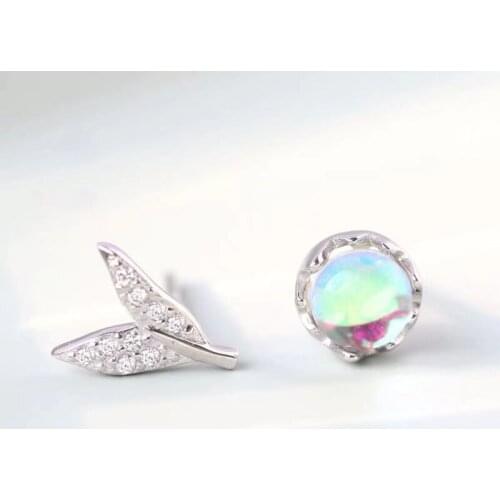 Fine Minimalist Fish Tail Stud Earrings Fashion Asymmetric Silvery Jewelry For Womens Wedding Statement Valentines Day Gifts