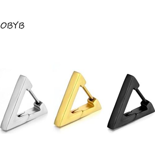 316L Stainless steel fashion triangle-shape hoop earrings men rock hip hop Circle loop ear buckle for women statement earrings