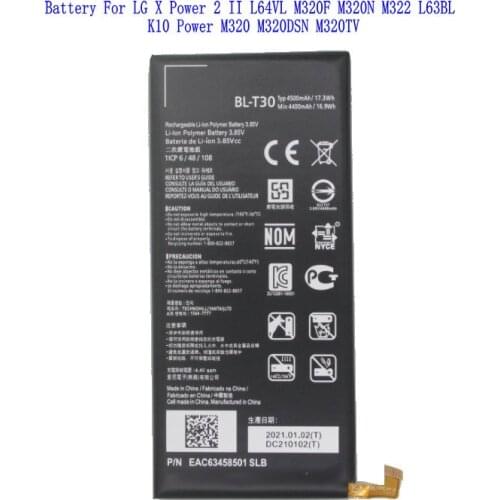 1x BL-T30 4500mAh Replacement Battery for LG X Power 2 II L64VL M320F M320N M322 L63BL K10 Power M320 M320DSN M320TV Batteries