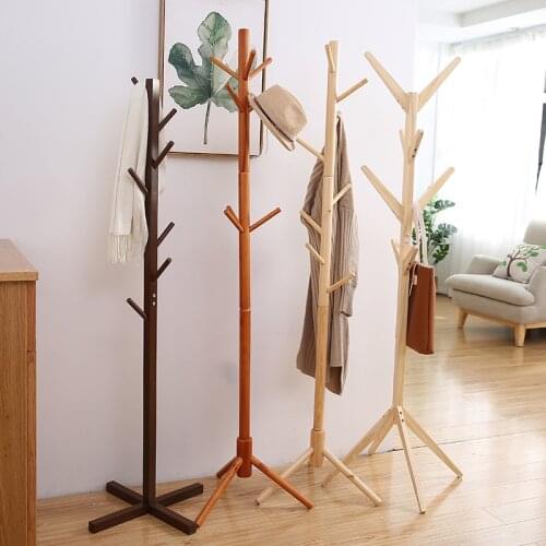 Household Coat Rack Solid Wood Hanger Bedroom Simple Floor Simple Office Living Room Hanging Clothes Hanger