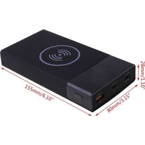 6x 18650 Battery DIY Qi Wireless Charger QC3.0 USB Type C PD Fast Charge Power Bank Box Case for Mobile Phone Tablet 45BA