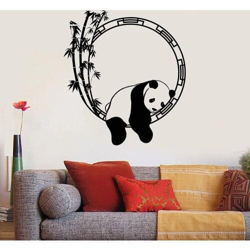 Funny Animal Wall Decal Decor Children Room Panda Bamboo Vinyl Wall Stickers For Lving Room Chinese Home Interior Design W377