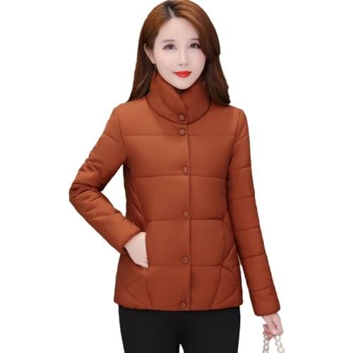 Mom Women Down Cotton Parka Jacket Winter New High-Neck Cotton Jacket Short Lady Outerwear Fashion Thick Warm Parka Coat Female