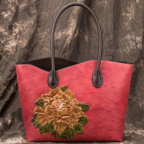 MAHEU New Design Woman Leather Handbag Vintage Style Large Capacity Tote Bag Genuine Leather for Women Ladies Handbags Fashion