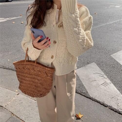 2020 New Spring Womens Single Breasted Solid Color Knitting Sweater Female Hollow Out Knitted Sweater Ladys Casual Tops