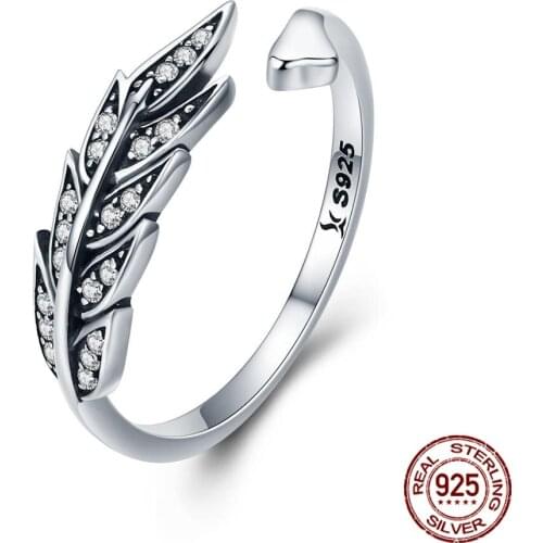 Ornate leaf 925 sterling silver adjustable ring for women fashion jewelry Valentines Day gift