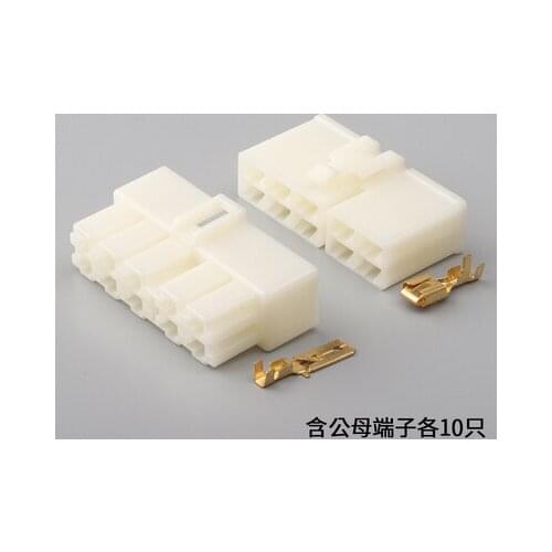 1pcs Car plug-in plug 6.3 mm connector 10P hole core motorcycle electric plug-in