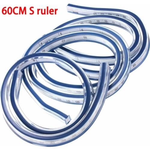 60CM S ruler Soft Curve Rule Ruler Flexible Helix Vinyl Drafting Drawing Pattern Tool