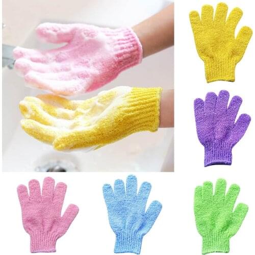 1PC Shower Glove Exfoliating Wash Bath Glove Five Finger Nylon Bathing Gloves Skid Resistance Body Massage Cleaning Scrubber