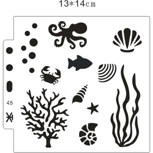 13*14cm sea world Cover templat scrapbook stencils spray plastic mold shield DIY cake hollow Embellishment printing lace ruler
