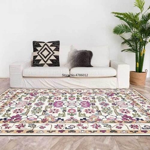 200x300cm Bohemian Elegant Red Green White Flower Pastoral Ethnic Style Living Room Bedroom Bedside Carpet Floor Mat