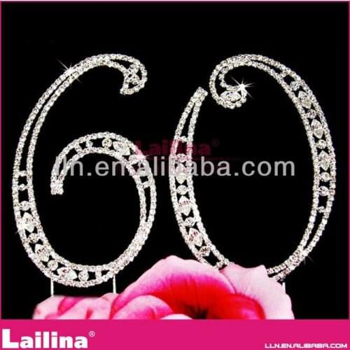 30 pcs/ Lot Rhinestone 60th Birthday Good Quality Cake Topper Decoration