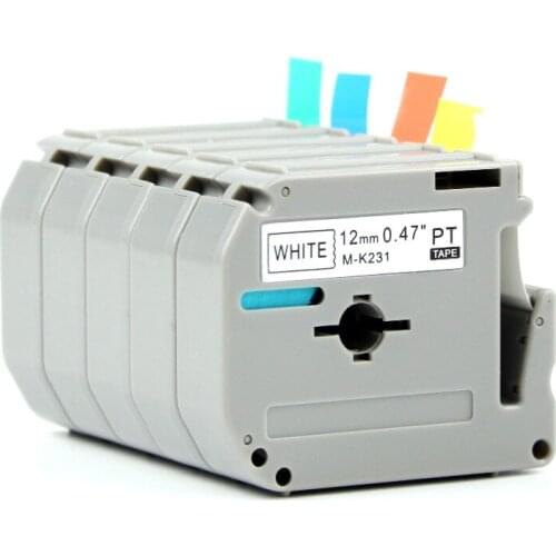 40PK mix colors Compatible P-touch label tape M-K231 Black on White M tape for PT100, PT110, PT printer MK431 MK531 MK631 MK731