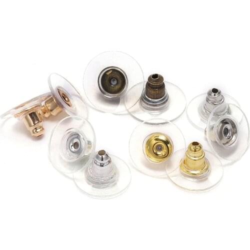 100pcs 10x6mm Gold Silver Colors Flying Saucer Earplugs For Jewellery Making DIY Earrings Accessories