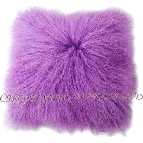 Free Shipping CX-D-04H Custom Made Mongolia Lamb Fur Cushion Home Decor