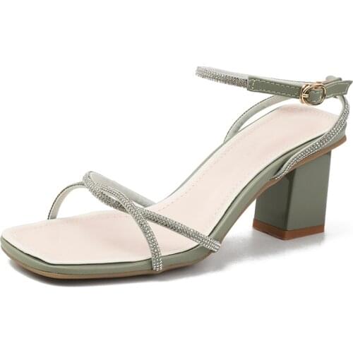 Summer Womens Sandals High-Heeled Sexy Viscose Upper Sequins Thin Band Combination 34-40 Size Large Womens Sandals