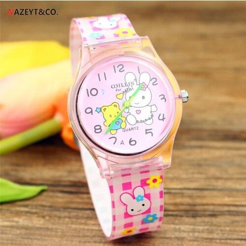 Ladies lovely rabbit dial cartoon watch middle student young girls friut Strawberry face waterproof summer watch Reloj femenino