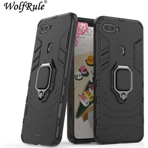 WolfRule Case Xiaomi Mi 8 Lite PU Hard PC Case Ring Holder Stand Magnetic Armor Case For Xiaomi Mi 8 Lite Fundas Xiaomi Mi Mi8X