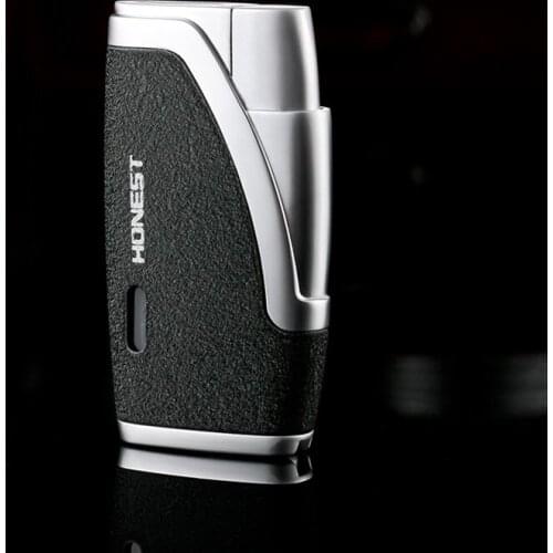 Honest Multi Function Double Direct Torch Lighter Butane Gas Zinc Alloy Cigar Knife Outdoor Jet Lighter Kitchen Accessory