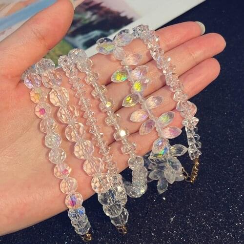 EN Wedding Fashion Colorful Transparent Crystal Beaded Bracelet Women Bridal Geometric Bracelet Charm Engagement Jewelry Gift