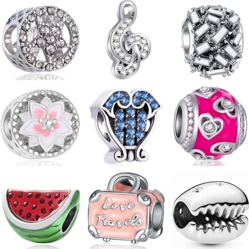 European Crystal Cherry Arrow Stars Baby Girl Watermelon Flowers Beads Charms Fit Pandora Bracelets for Women Femme DIY Bijoux