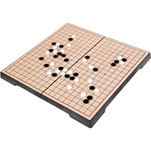 Classic 19 Road Go Game Weiqi Checkers Folding Table Plastic Magnetic Chessman Diameter 14MM Go Chess Set Gobang Board Game Gift