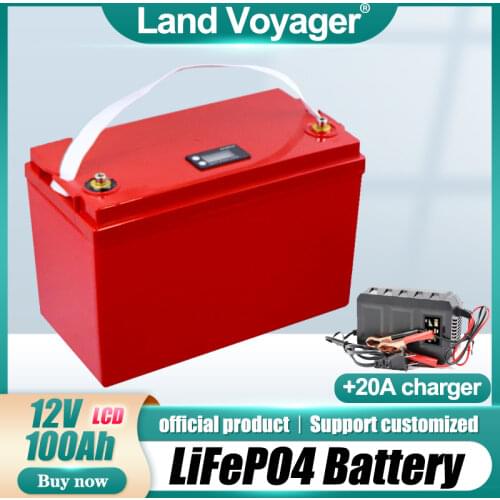 12V 100Ah LiFePO4 Battery BMS Lithium Power Batteries 12.8V For RV Campers Golf Cart Off-Road Off-Grid Solar Wind with charger