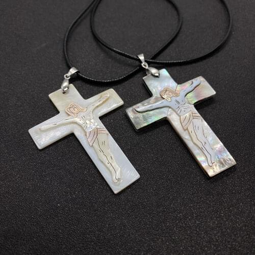4 Types Shell Stitching Cross-shaped Jewelry 48mm*64mm Fashion Charm Pendant Necklace Used for Wedding Matching and Banquet Wear