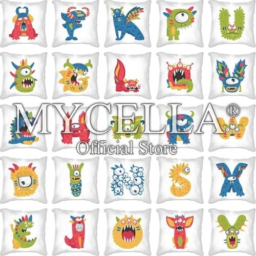 Monster 1Pcs Color Alphabet Letter Decorative Cushion Cover Polyester Throw Pillowcase 45*45CM Sofa Home Decorative PillowCover