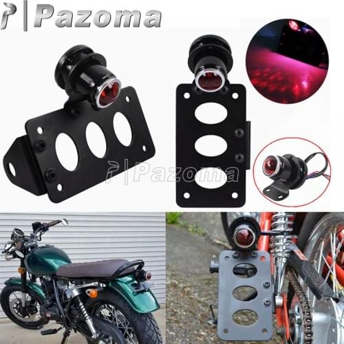 Motorcycle Side Mount Tail Light w/License Plate Holder Custom Taillight Brake Stop Light For Harley Chopper Bobber Cafe Racer