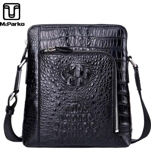 McParko Luxury Crocodile Shoulder Bag Masculina Genuine Leather Crossbody Bags for Men Business Messenger Bag Men Leather Elegant Design