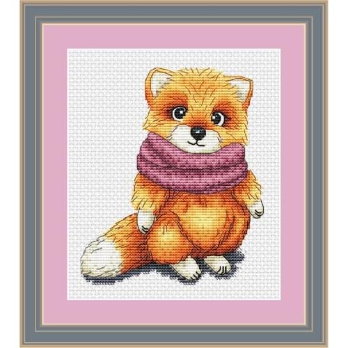 Fishxx Cross Stitch Kit A3272 Cute Cartoon Winter Little Red Fox New Product Precision Printing Embroidery