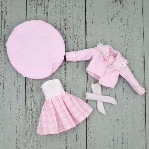 Outfits for Blyth doll Pink Maid outfit with coat and socks suit for 1/6 doll ICY BJD NEO