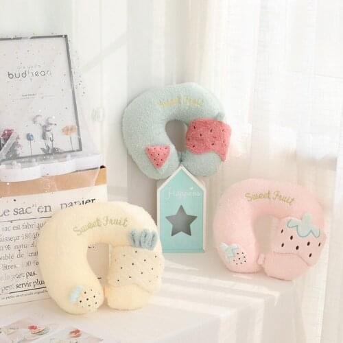 Ins Creative Fruit Seawind Velvet Airplane Office Lunch Break Pillow Free Eye Mask Portable U-shaped Car Neck Pillow