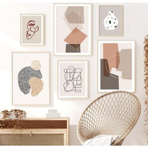 Boho Poster Abstract Geometric Pattern Wall Art Canvas Painting Scandinavia Line Art Gallery Wall Pictures for Living Room