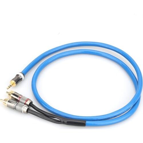 Hifi Canare 3.5mm to 2RCA Audio Cable PC Mobilephone Amplifier Interconnect High Quality 3.5 Jack to RCA Cable