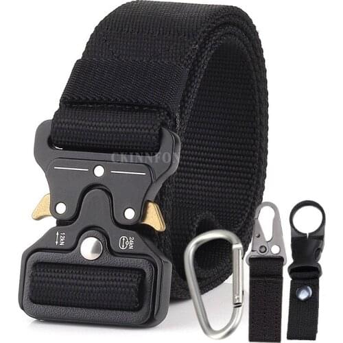 50Pcs/Lot Army Tactical Belt Military Nylon Belts Men SWAT Training Belt Metal Automatic Buckle Style Quality Strap Hunting