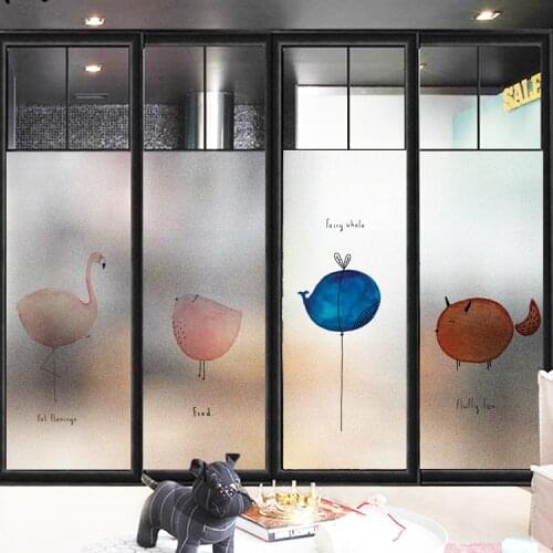 Custom Size Cartoon Flamingo whale Animal Window Sticker Electrostatic Drop-Shipping Film For Bathroom Kitchen Living Room 120cm