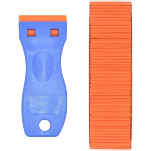 Blue Handle Scraper With Orange Plastic Blade Razor for Glue Film Sticker Remove Cleaning Tools Wholesale