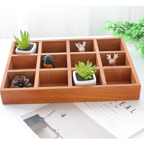 Zakka groceries lattice wooden tabletop jewelry storage box household small department store storage box wholesale