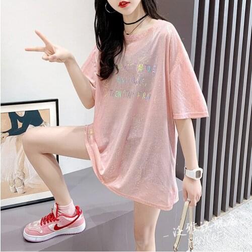 Sweet Change Color Print Women T-shirts Fashion Loose Plus Size Short Sleeve Top 2021 Summer Casual O-neck New Style Tees