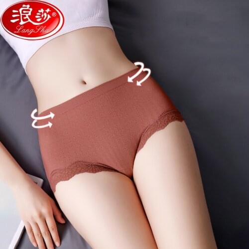 LANGSHA Mid Waist Sext Lace Control Panties Womens Seamless Shapers Soft Cotton Slimming Fitness Underwear Ladies Body Briefs