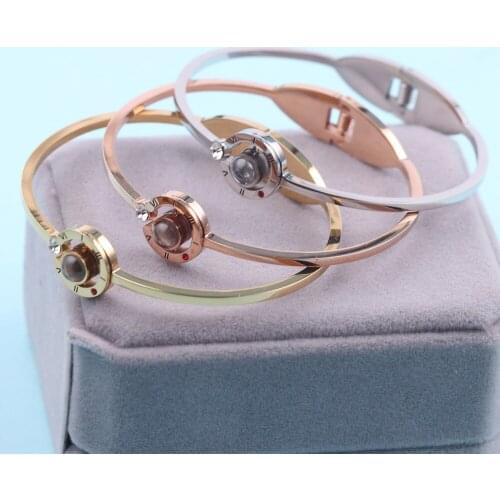 CHICVIE 100 languages I love you Gold Bracelets&Bangles Charm For Women Jewelry Couple Stainless Steel Bracelet Femme SBR190510