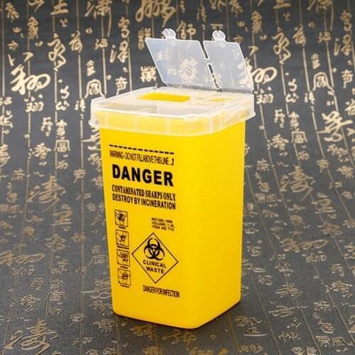 1 Pcs Yellow Sharps Container Biohazard Needle Disposal for Dental Tattoo High Quality