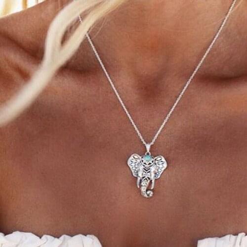 1pc Fashion Elephant Necklace Retro Ethnic Bohemian Elephant Pendant Charming Necklace Boho Style For Bithday Gift