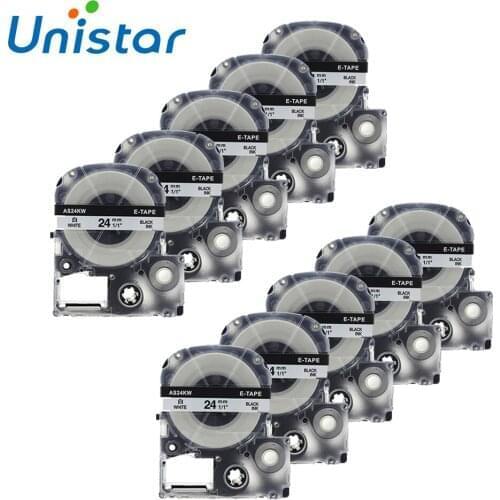 10PCS/Lot SS24K Compatible for Epson Label Maker Tape 24mm Black on White Cartridge Refills For Epson LabelWorks LW-300 LW-700